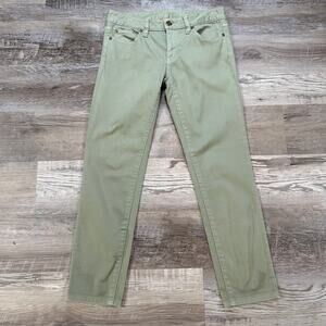 Tory Burch Alexa Cropped Skinny Jeans Green Stretch Denim Mid Rise 26